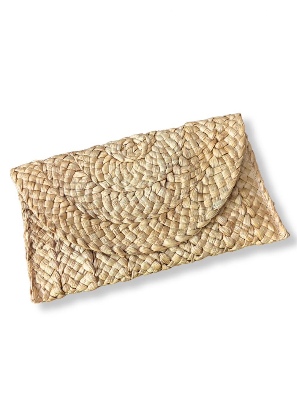 Woven Straw Raffia Envelope Clutch Bag Natural Boho Coastal